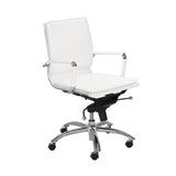 Gunar Pro Low Back Office Chair in White with Chromed Steel Base