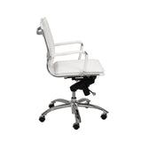 Gunar Pro Low Back Office Chair in White with Chromed Steel Base
