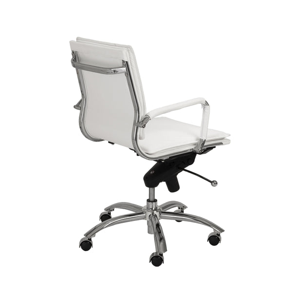 Gunar Pro Low Back Office Chair in White with Chromed Steel Base