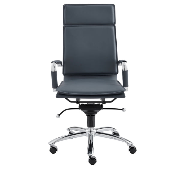 Gunar Pro High Back Office Chair in Blue with Chromed Steel Base