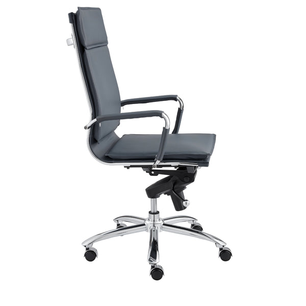 Gunar Pro High Back Office Chair in Blue with Chromed Steel Base