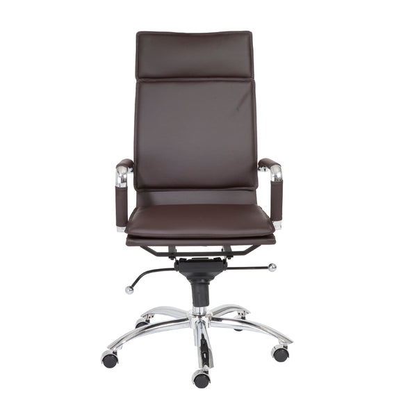 Gunar Pro High Back Office Chair in Brown with Chromed Steel Base
