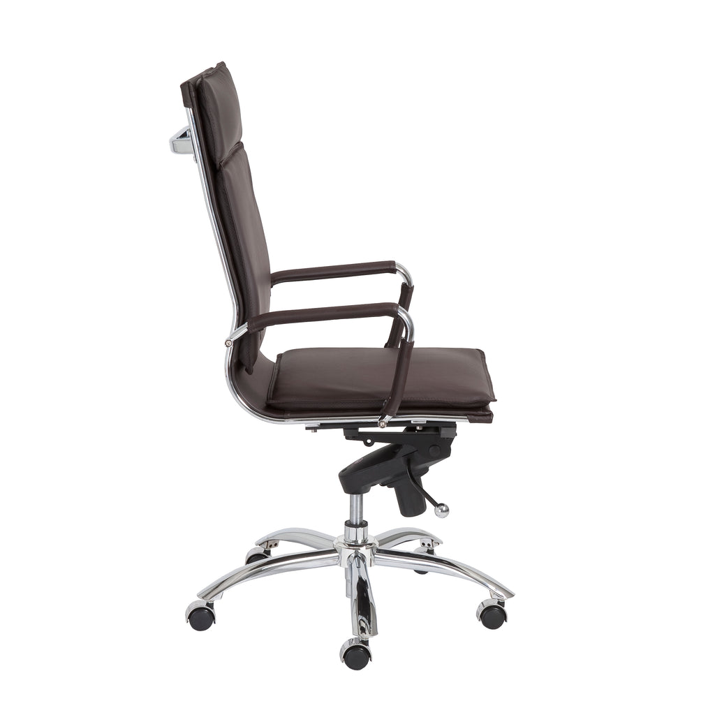 Gunar Pro High Back Office Chair in Brown with Chromed Steel Base