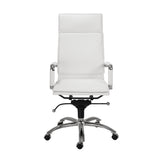 Gunar Pro High Back Office Chair in White with Chromed Steel Base
