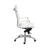 Gunar Pro High Back Office Chair in White with Chromed Steel Base