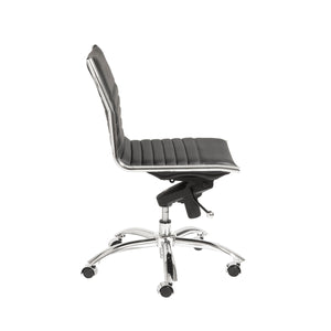 Dirk Low Back Office Chair w/o Armrests in Black with Chromed Steel Base