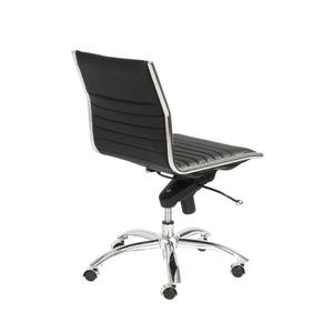 Dirk Low Back Office Chair w/o Armrests in Black with Chromed Steel Base