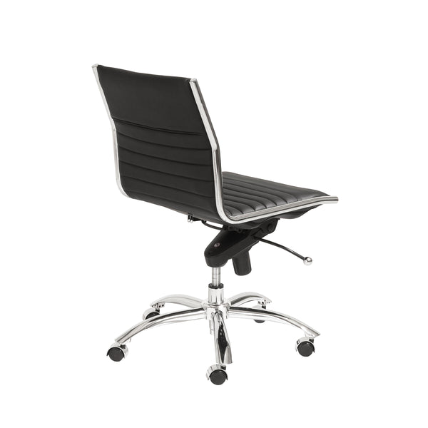 Dirk Low Back Office Chair w/o Armrests in Black with Chromed Steel Base