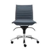 Dirk Low Back Office Chair w/o Armrests in Blue with Chromed Steel Base