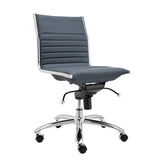 Dirk Low Back Office Chair w/o Armrests in Blue with Chromed Steel Base
