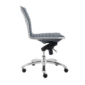 Dirk Low Back Office Chair w/o Armrests in Blue with Chromed Steel Base