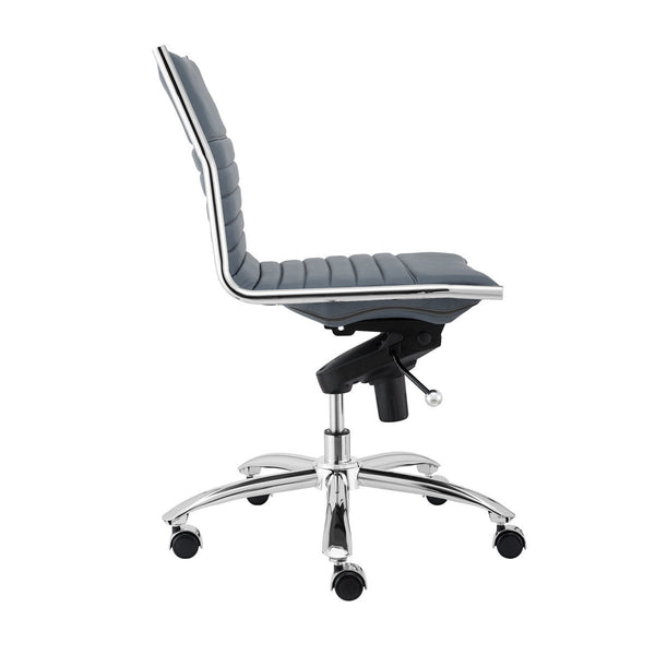 Dirk Low Back Office Chair w/o Armrests in Blue with Chromed Steel Base