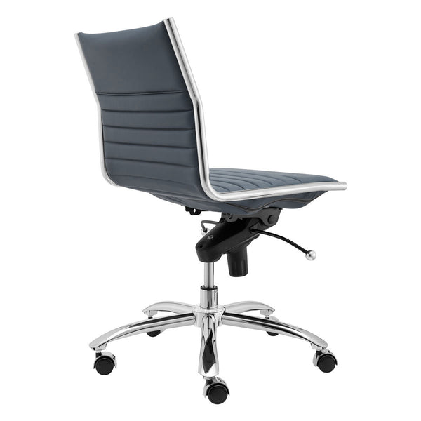 Dirk Low Back Office Chair w/o Armrests in Blue with Chromed Steel Base