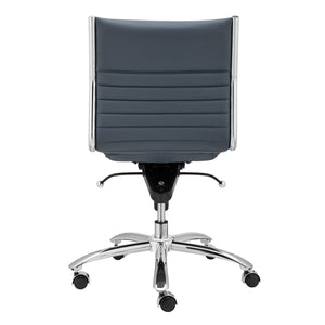 Dirk Low Back Office Chair w/o Armrests in Blue with Chromed Steel Base
