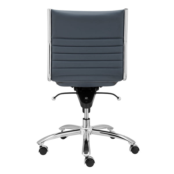 Dirk Low Back Office Chair w/o Armrests in Blue with Chromed Steel Base