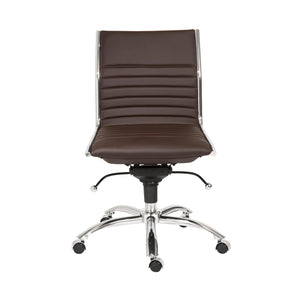 Dirk Low Back Office Chair w/o Armrests in Brown with Chromed Steel Base