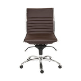 Dirk Low Back Office Chair w/o Armrests in Brown with Chromed Steel Base