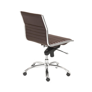 Dirk Low Back Office Chair w/o Armrests in Brown with Chromed Steel Base