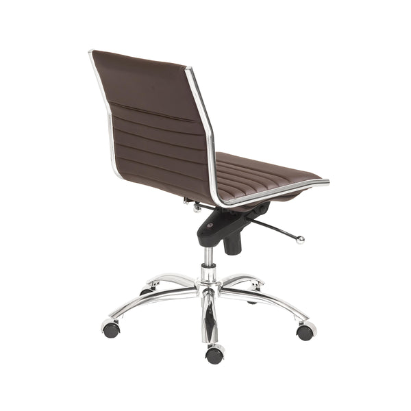 Dirk Low Back Office Chair w/o Armrests in Brown with Chromed Steel Base