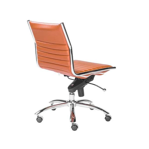 Dirk Low Back Office Chair w/o Armrests in Cognac with Chrome Base