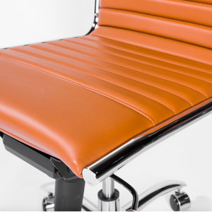 Dirk Low Back Office Chair w/o Armrests in Cognac with Chrome Base