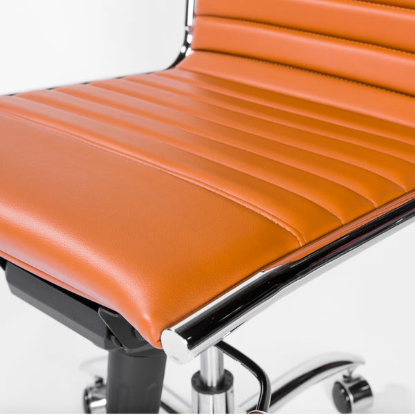 Dirk Low Back Office Chair w/o Armrests in Cognac with Chrome Base