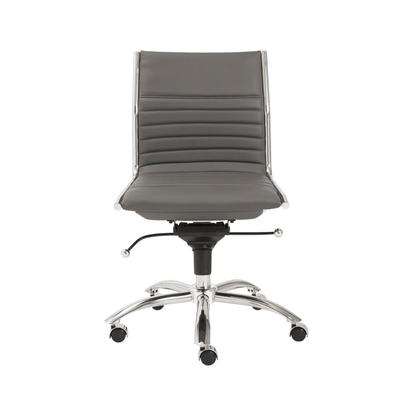 Dirk Low Back Office Chair w/o Armrests in Gray with Chromed Steel Base
