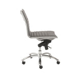 Dirk Low Back Office Chair w/o Armrests in Gray with Chromed Steel Base
