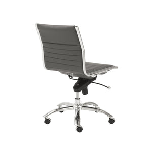 Dirk Low Back Office Chair w/o Armrests in Gray with Chromed Steel Base