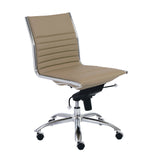 Dirk Low Back Office Chair w/o Armrests in Taupe with Chromed Steel Base