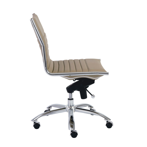 Dirk Low Back Office Chair w/o Armrests in Taupe with Chromed Steel Base