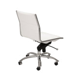 Dirk Low Back Office Chair w/o Armrests in White with Chromed Steel Base