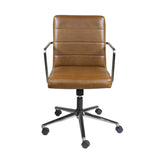 Leander Low Back Office Chair in Brown with Brushed Nickel Base