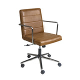 Leander Low Back Office Chair in Brown with Brushed Nickel Base