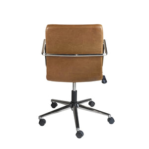 Leander Low Back Office Chair in Brown with Brushed Nickel Base