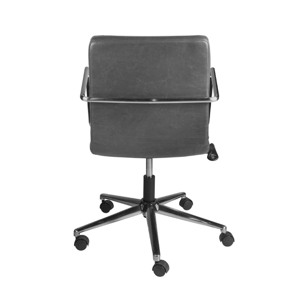 Leander Low Back Office Chair in Gray with Brushed Nickel Base