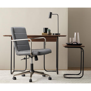 Leander Low Back Office Chair in Gray with Brushed Nickel Base