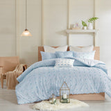 Brooklyn Shabby Chic 100% Cotton Jaquard 7 Piece Duvet Cover Set W/ All Over Woven Cotton Dots