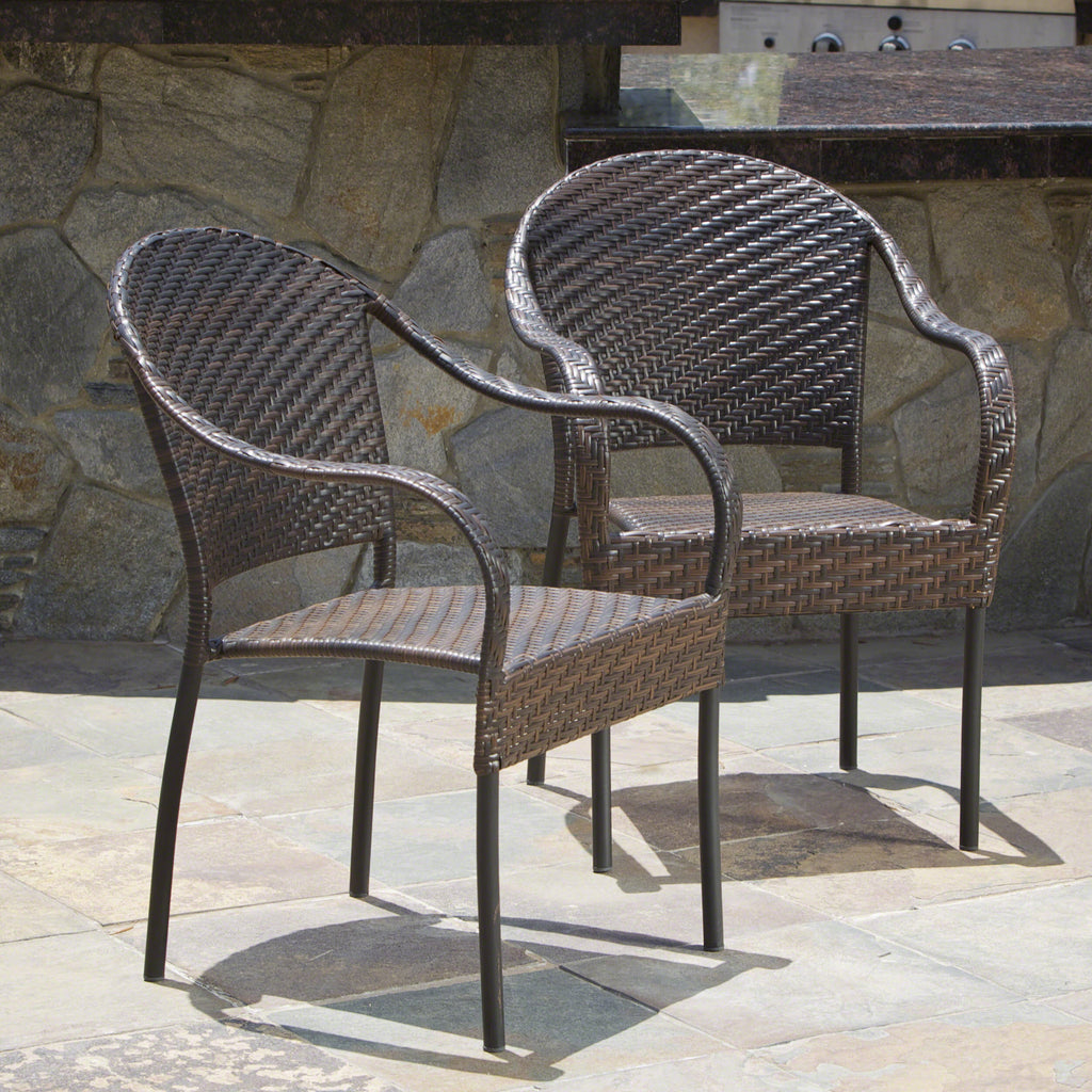 Noble house dusk gray shop stackable wicker outdoor dining chairs