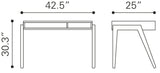 Zuo Modern Linea Acacia Wood, Plywood, MDF Mid Century Commercial Grade Desk Walnut, White Acacia Wood, Plywood, MDF