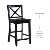 Black 24 in X Back Counter Stool