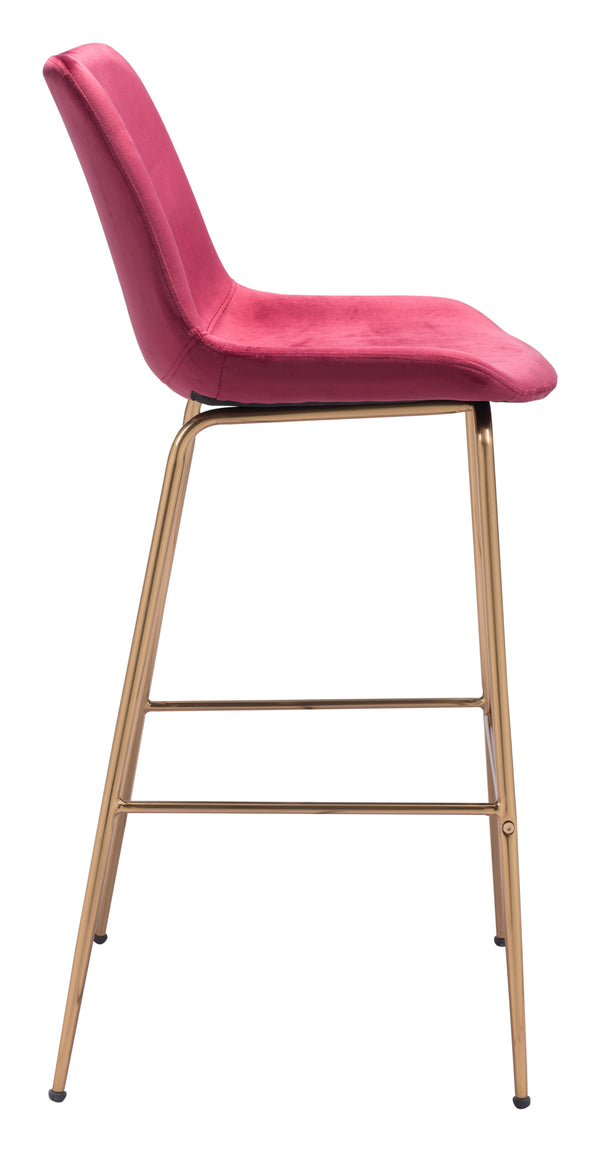 Zuo Modern Tony 100% Polyester, Plywood, Steel Modern Commercial Grade Barstool Red, Gold 100% Polyester, Plywood, Steel