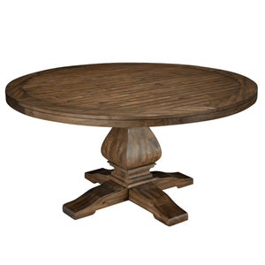 Alpine Furniture "Kensington Round Solid Pine Dining Table, Walnut" 2668WAL-25 Walnut Solid Pine and Plywood 60 x 60 x 30.5