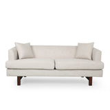 Noble House Mableton Mid-Century Modern Upholstered 3 Seater Sofa, Beige and Espresso