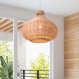 Zuo Modern Vincent Steel, Rattan Transitional Commercial Grade Ceiling Lamp Natural Steel, Rattan