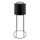 Sagebrook Home Contemporary Metal Set of 3 -  8/10/12" Round Planters W/ Stand, Black 16319 Black Iron