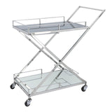 Sagebrook Home Contemporary Two Tier 33"h Rolling Bar Cart, Silver 16304-01 Silver Stainless Steel