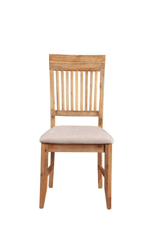 Alpine Furniture Aspen Set of 2 Side Chair, Antique Natural 8812-02 Iron Brush Antique Natural Acacia Solids and Acacia Veneer 23 x 20 x 39