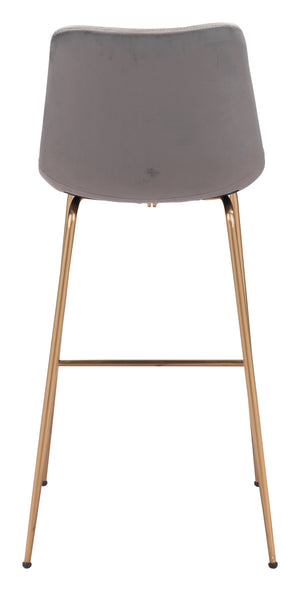 Zuo Modern Tony 100% Polyester, Plywood, Steel Modern Commercial Grade Barstool Gray, Gold 100% Polyester, Plywood, Steel