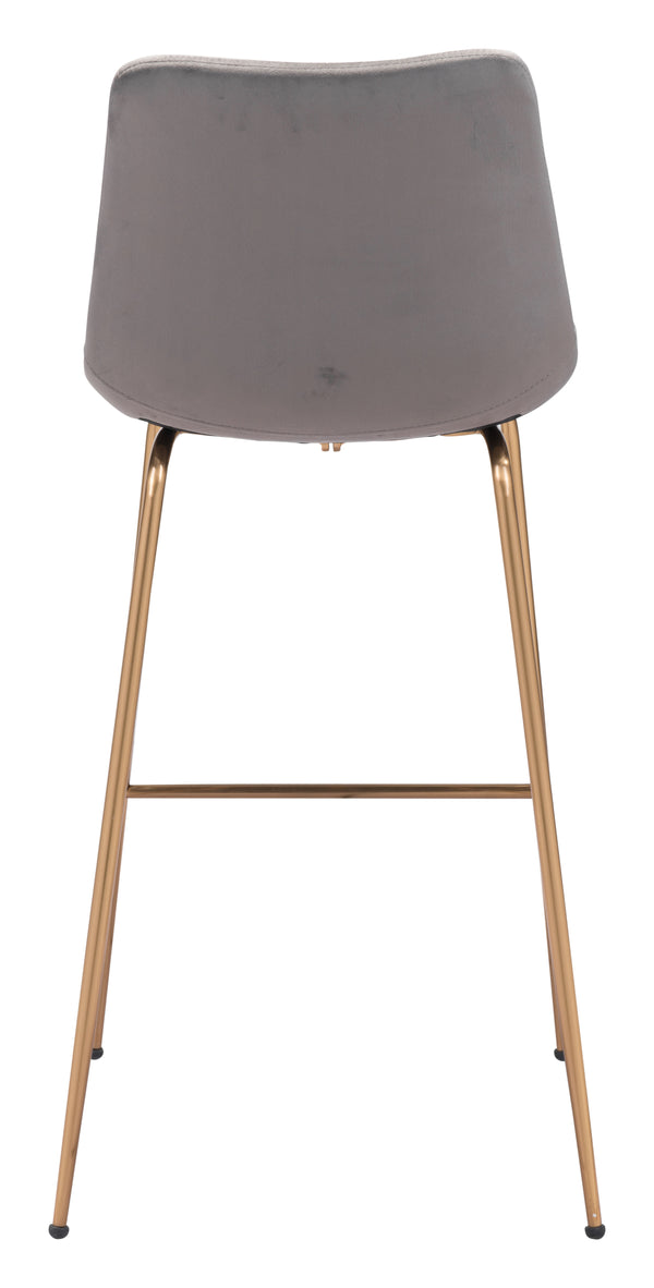 Zuo Modern Tony 100% Polyester, Plywood, Steel Modern Commercial Grade Barstool Gray, Gold 100% Polyester, Plywood, Steel